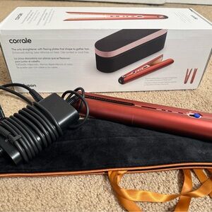 Dyson Corrale Red Hair Straightener with Black and Orange Case